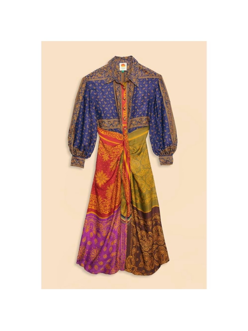 NEW FARM RIO bandana dream midi shirtdress in Multi ~ XSmall